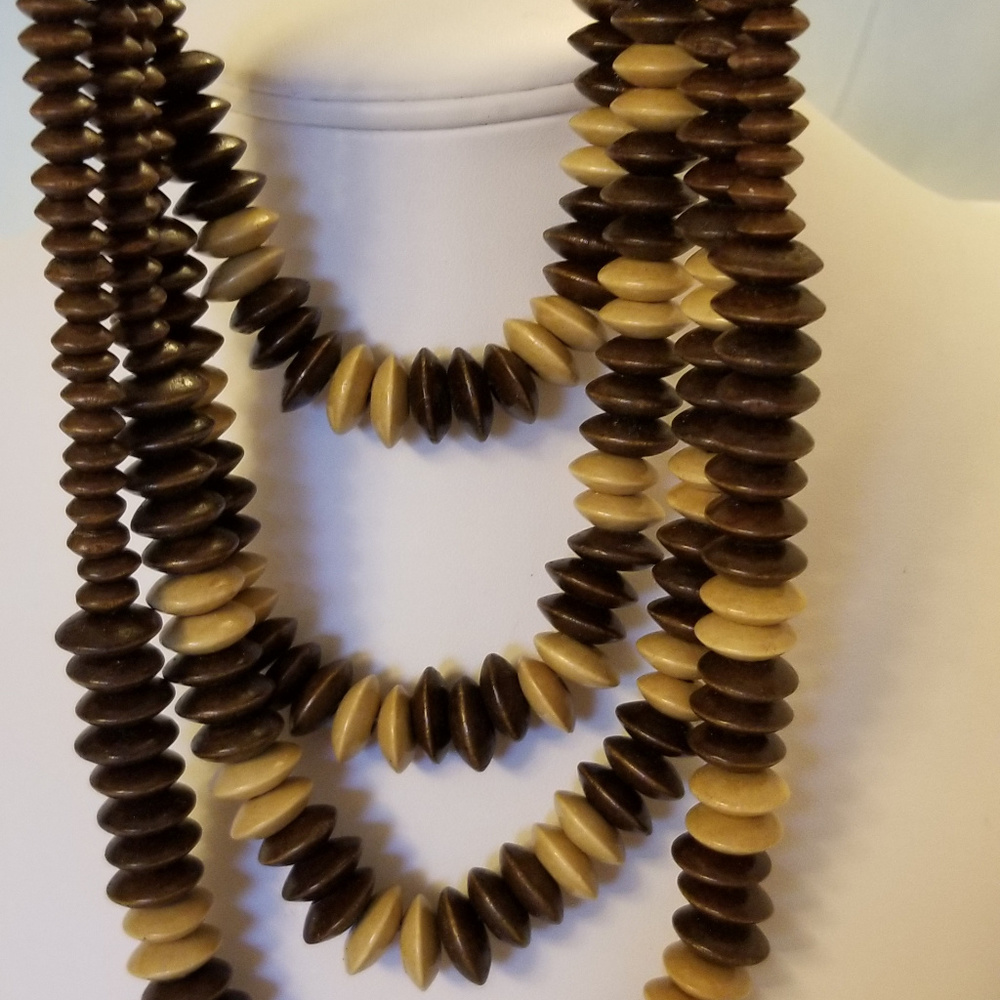 NWT 4-Strand Wood Necklace 24"-36"